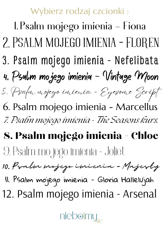 Psalmy czcionki