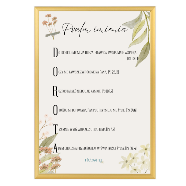 Psalm Dorota złota ramka